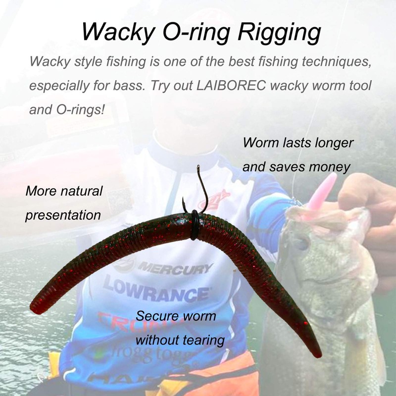 LAIBOREC Wacky Rigging Tool, Fishing Bait Rigs, Wacky Rig Ring