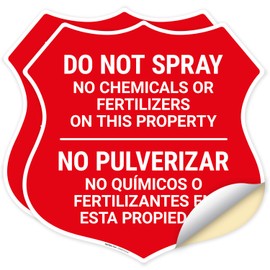 Sigo Signs, Do Not Spray No Chemicals Or Fertilizers On This Property Shield Sign, 6x6 Inches, 4 Mil Vinyl Decal Stickers(2 Pack) Weather Resistant, Made in USA