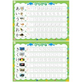 Hiragana Mizonazori Calligraphy Board, Hiragana Reusable Practice Board, Toy, Educational Toy, Writing Order Practice Sheets, Set of 8 (Kumamon Pen)