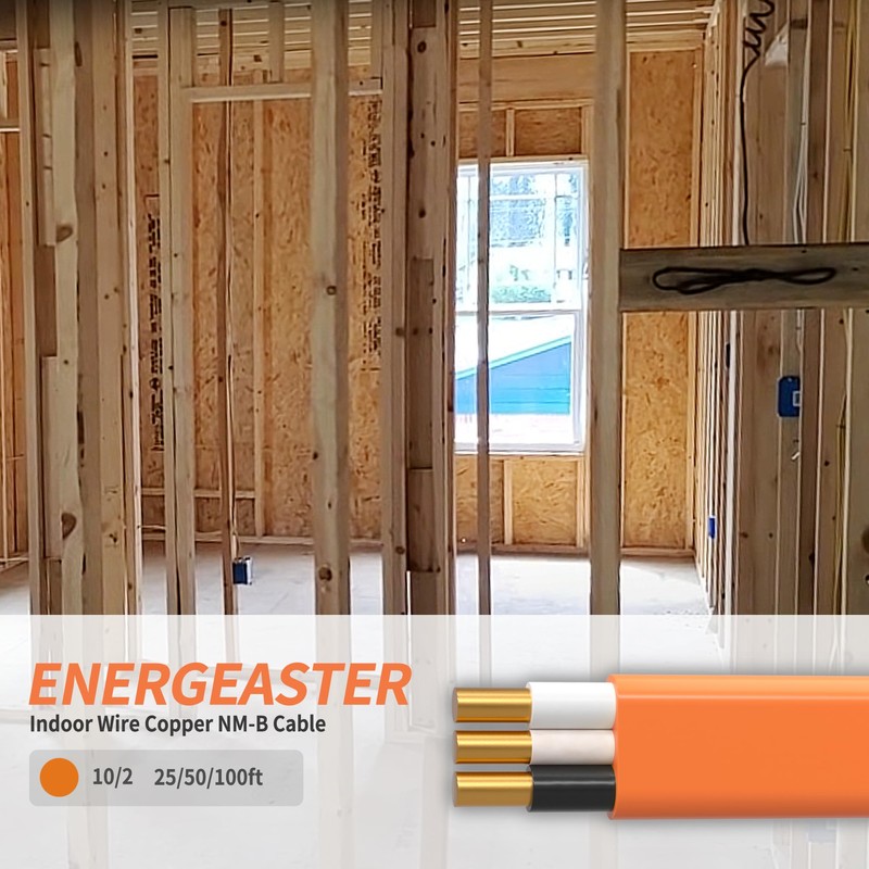 Energeaster 10/2 NM-B Wire,with Ground Indoor Electrical Copper Wire，10 Gauge
