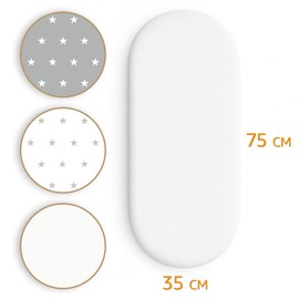 Lenzuola con angoli per passeggino Set di 3: 35x75 cm - 2 lenzuola + 1 coprimaterasso impermeabile - Accessori per lettino per culla co-sleeping carrozzina 35 x 75