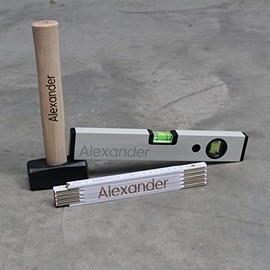 NEO-DESIGN Gift Set - Craft Set with Mittens, Ruler, Spirit Level in White, Made in Germany, 1,000 g, Modern Design, Can be Engraved with Name or Saying