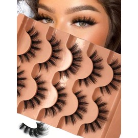 3D Mink False Eyelashes, Dramatic Volume, 5 Pairs, Black