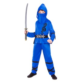 Wicked Costumes Boys Power Ninja Blue/Black Fancy Dress Costume - Large (8-10 Years)