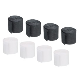 sourcing map Crepe Paper Streamers 8 Rolls 32ft in 2 Colors for Rainbow Party Decorations Wedding Ceremony Birthday Christmas Decoration (Black/White)