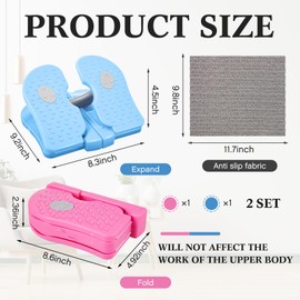 Silipull 2 Pcs Mini Foot Pedal Exerciser Foldable Stepper Foot Pedal Leg Exerciser While Sitting Under Desk Stepper Foot Exercise Machine Trainer for Office Home Muscles Varicose Veins (Blue, Pink)