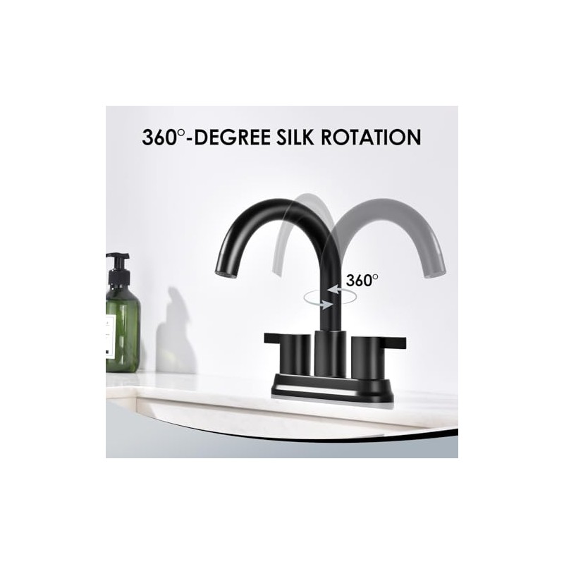 Two Handle 4 inch Black Bathroom Faucet, Bathroom Sink Faucet