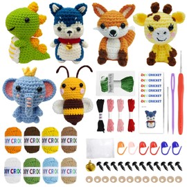 6 Pcs Crochet Kit for Beginners, Crochet Animal Kits, Knitting Kit for Kids and Adults with Step by Step Videos Tutorials, Great Gifts for Crochet Lovers, Great Birthday Gift, Great for a Special Day