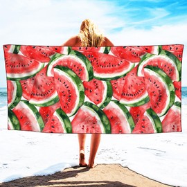 YISUMEI Watermelon Beach Towels for Adults Extra Large 180 x 90 cm, Fruit Pattern Print Microfibre Quick Dry Towel for Travel Swimming Camping Sports