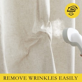 NICETOWN Farmhouse Style 100% Blackout Natural Linen Curtain 90 inches Length, 1 Panel, 62" W, Room Cooling Window Draperies with Thermal Insulated Liners for Dining Room