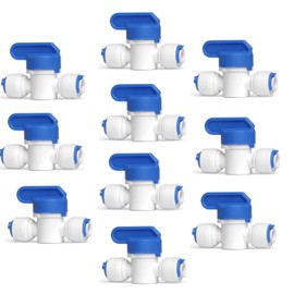 Madavoon 1/4 inch OD Tubing&Hose&Pipe Use Inline Shut Off Ball Valve Plastic Quick Connect Fittings for Water Purifier RODI System (Pack of 10)