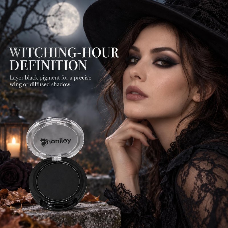 Single Black Eyeshadow Pressed Powder Compact Halloween Makeup
