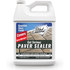 Get Serious Patio Paver Sealer Wet Look - Concrete Sealer Wet Look and Sand Lock All-in-One - Water Based High Gloss Concrete Sealer for Driveway, Brick Sealer, Stone Sealer - 128 Fl Oz Cement Sealer