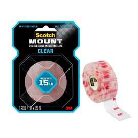 Scotch Scotch Double Sided Tape, Clear Mounting Tape, 1 Roll Adhesive Tape, 1 in x 125 in (10.4 ft), Holds Up to 15 Lbs., Features 3M Industrial Adhesive, Strong Permanent Bond on Contact (410H-MED-DC)