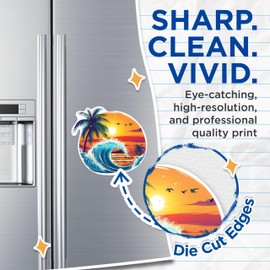 (2 Pack) Ocean Sunset with Palm Tree Magnets - Beach Bum Ocean Lover Magnet - 5 Inches On Longest Side - Premium Magnet - for Cars, Refrigerators, Toolboxes - Made in USA - MAG2005