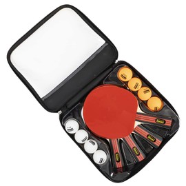 Idena 40222 - 12-teiliges Tischtennis-Set mit 4 Tischtennisschlägern und 8 Bällen in Weiß und Orange in 3-Stern Qualität, verpackt in einer Tragetasche