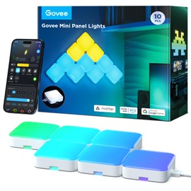 Govee Mini Panel Lights, RGBIC LED Wall Panels, Smart DIY Cube Wall Light, Works with Matter, Alexa, Google Assistant, Sync with Music, Hexagon Lights for Home Decor, Gaming Room, Bedroom, 10 Pcs