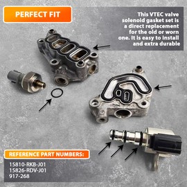 6pcs Head Cylinder Solenoid Valve Gasket Set Replacement for Honda Accord Odyssey Pilot 2005-2008 - VTEC Solenoid Filter Spool Valve 3.0L 3.5L 15810-RKB-J01 (15826-RDV-J01) by AUTOMAJOR