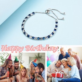 PDTU Birthday Gifts for Women, 30th Birthday Gifts for Her Cubic Zirconia Adjustable Birthday Bracelet Presents for Mum Grandma Daughter Friends│30th Birthday Gifts for Women
