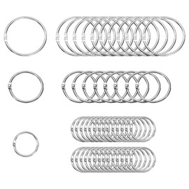 QUARKZMAN Pack of 60 Binder Rings 1/1.5/2 Inch Loose Leaf Binder Ring Metal Book Rings Colourful Loose Leaf Rings for Index Cards Key Ring Notebook Rings for Home Office Silver Tone