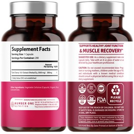 N1N Premium Tart Cherry Extract Capsules, 200 Veg Caps, 3000 mg, Powerful Antioxidant, Joint Health and Mobility, Non-GMO, Gluten Free, 200 Veggie Caps
