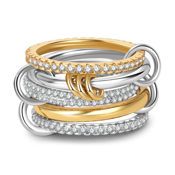 COOSLIM Gold Stackable Rings for Women, 18K Gold Plated Cubic