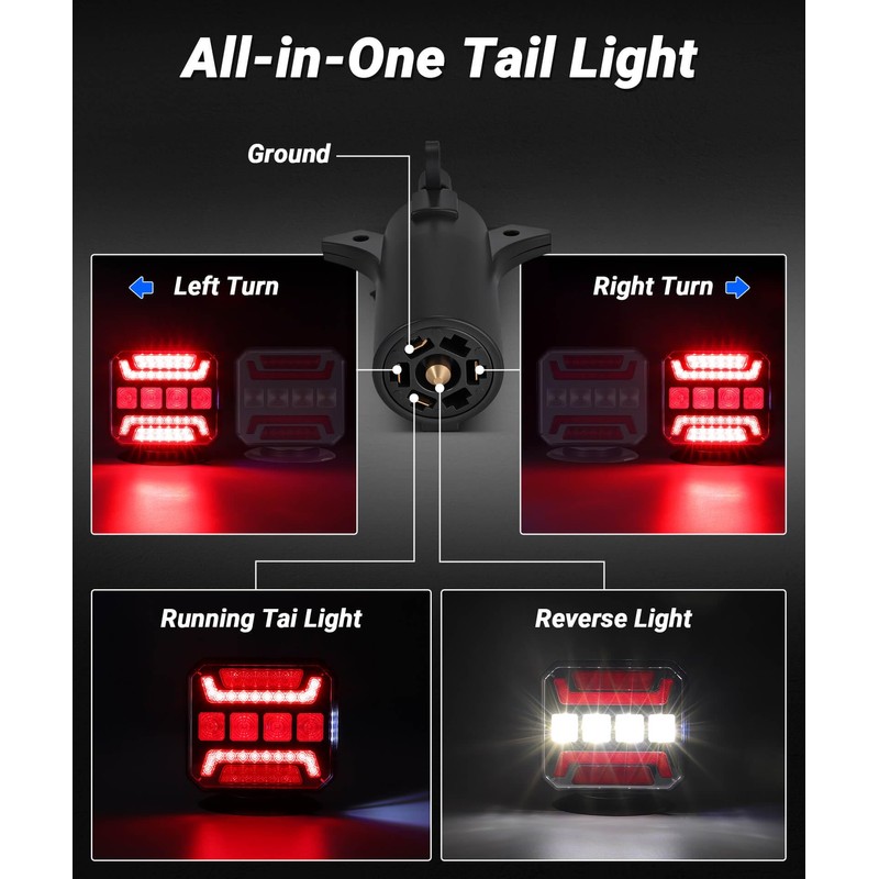 328FT Long Range Magnetic Tow Light Kit with 4/7 Pin