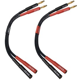 CESS-029-6i Male Banana Plug to Female Banana Jack Speaker Extension Cable, Silicone Tinned Copper Wire, Gold-Plated Connectors, 4mm, Red & Black (6 Inches)