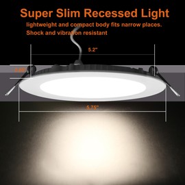 Facon 5Inch 12V LED Puck Light RV Interior Light, Aluminum Slim Recessed Mount Ceiling Lights, 12Volts RV Lighting Fixture for Van Camper Trailer Motorhome Boat (5Packs, 5Inch 3500K)