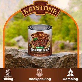 Keystone All Natural Ground Beef 28 Oz Long Term Emergency Survival Food Canned Meat | Fully Cooked Ready to Eat | Gluten Free Family Pack of 4