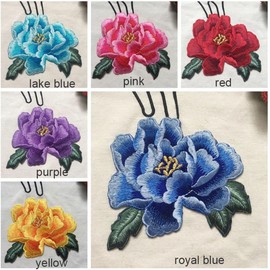 Yellow Embroidered Patches,Peony Floral Patches, Embroidered Flower Appliques, Sew on Patch Applique for DIY Clothing, Jeans,Sewing Appliqué