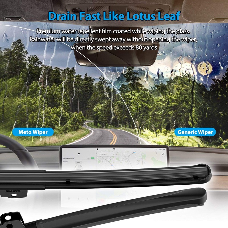 METO T6 Silicone Windshield Wiper Blades, 22 and 22 inches