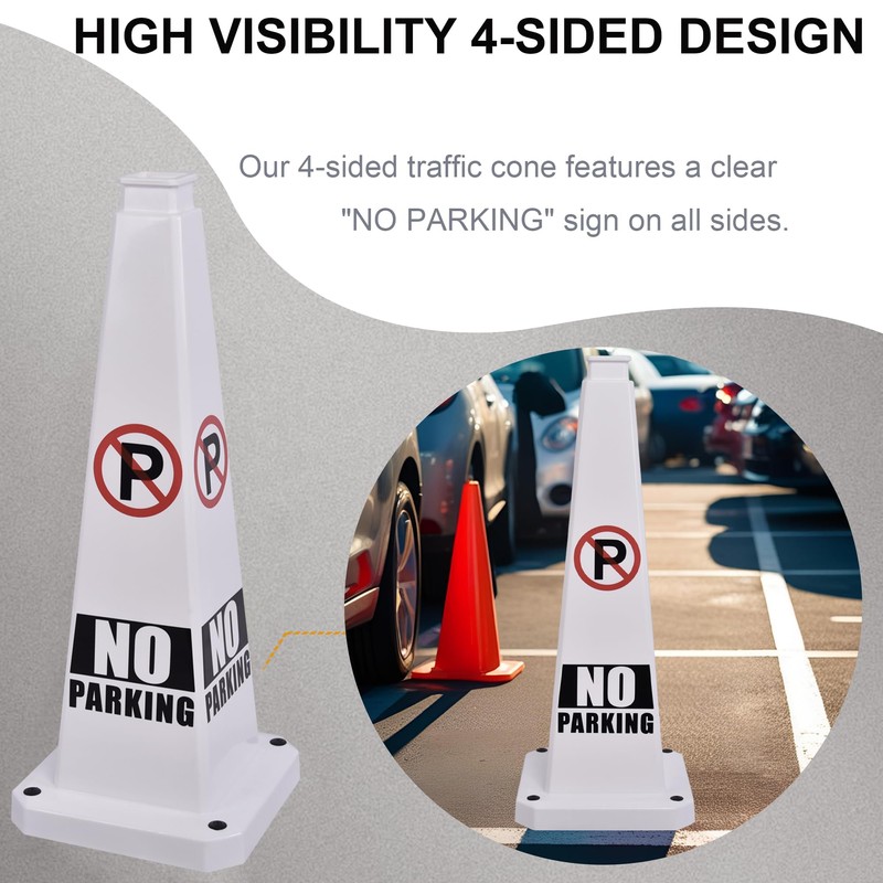 OrangeStar 3-Pack 28" No Parking Cones, Large 4-Sided Traffic Cones
