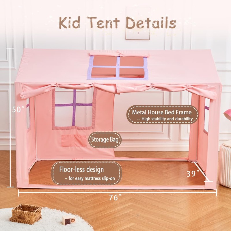 WANFASO Twin Bed Tent Indoor Bed Canopy Kids Tents for