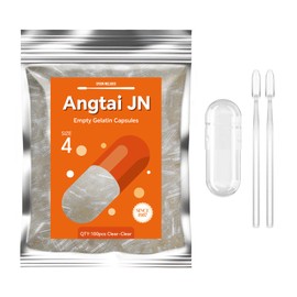 AngtaiJN Leere Gelatinekapseln Größe 4-Klare Leere Kapseln zum Befüllen mit 2 Mikrolöffeln, DIY Gelatine Kapsel 4 Kompatibel mit Kapselfüller Größe 4, 100 Stück