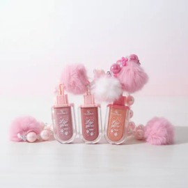 Gloss Labial Paleta Con Llavero Pompón Rosa Kawaii                                                                                                    