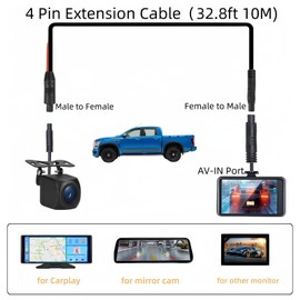 Epronic 10M Verlängerungskabel für Dash Cam 4 Pin Rückfahrkamera Kabel Verlängerung für Auto Dashcam Backup Kamera Auto Recorder Kabel 4 PIN Mann zu Frau Dash Cam Verlängerungskabel