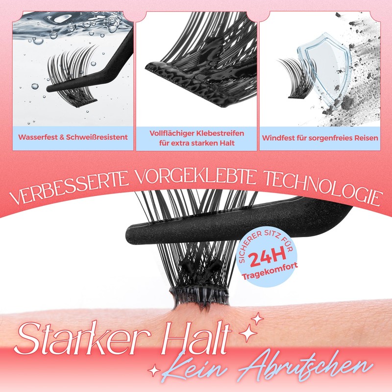 LASHVIEW Ciglia autoadesive, con pinzette per ciglia, senza colla, set