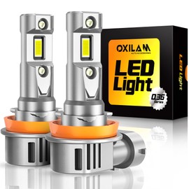OXILAM H11 Bulb, H8 H9 Fog Light Bulb, 6500K Light Bulb 20000LM Brighter H11, Non-polarity, Plug and Play, IP68, Pack of 2