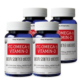 통라이프 ()알티지오메가3 비타민D 75일분- 4병 Tonglife RTG Omega 3 Vitamin D 75-day Supply - 4 Bottles