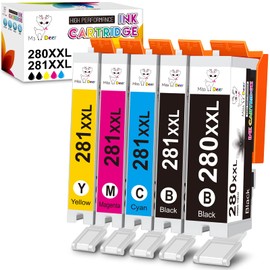 Miss Deer Compatible 280 281 Ink Cartridges for Canon PGI-280XXL CLI-281XXL for Pixma TR8520 TR8620 TS6120 TR7520 TS8220 TR8600 TS6220 TS6320 TS8320 TS9120 TS9521c Printer (1 PGBK 1BK 1C 1M 1Y) 5 Pack