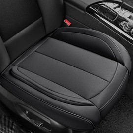 BABYBLU Luxury Leather Car Seat Covers Front Seat,2 Pcs Universal Bottom Seat Covers for Cars,Automotive Breathable Waterproof Drive Seat Cover for Most Vehicles,Truck,SUV,Black