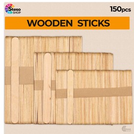 Popsicle Stick Premium Quality 150pcs - Craft Supplies Sticks - Bulk Popsicle Mixed Sizes Assorted Multi Mini Large Wood Strips - Craft for Kids…