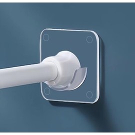 LADYMOON Adhesive Shower Curtain Rod Holder 4 Pack,Transparent Tension Bracket,No Drilling(Not Included Rod)（Only For Rods Less Than 1 Inch in Diameter at Both Ends）