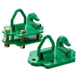 Happybuy 3/8" Tractor Bucket Hooks with Tie Down Ring, Grade 70 Forged Steel 2-Pack Bolt-On Grab Hooks with Back Plates, Compatible with Tractor Bucket, Maximum Break Strength 15,000 lbs, Green
