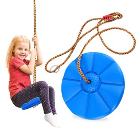 Outdoor Swing, Climbing Rope, Plate Swing Children with Carabiner and Tree Strap, Tree Climbing Rope, Outdoor Children's Swing, Hanging Swing for Children and Adults, up to 150 kg (Blue