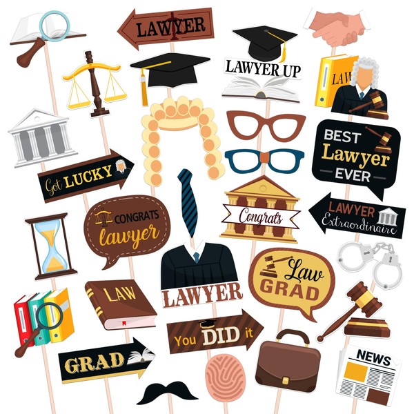 Maicaiffe Lawyer Graduation Party Photo Booth Props - 30 Pcs