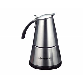 ROMMELSBACHER EKO 364 / E Electric Espresso Maker (2-4 cups, 250ml capacity, 2 stainless steel filter inserts, automatic switch-off, safety valve, on / off switch, 365 W) Stainless steel