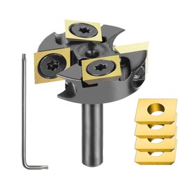 SpeTool 1-1/4" Cutting Dia Slab Flattening Router Bit 1/4" Shank, 2+2 Flute Carbide Insert Spoilboard Surfacing Bit with ATS Coating Include 4 Additional Carbide Inserts