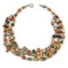 Avalaya 3 Strand Olive/Mustard Shell Nugget and Crystal Bead Necklace